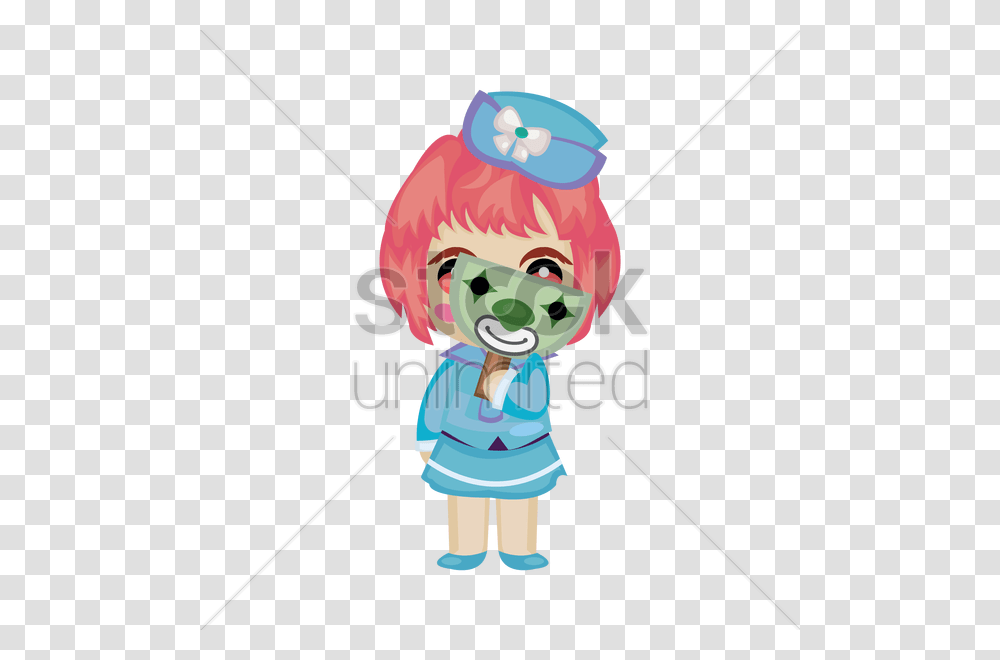 Cute Air Stewardess Hiding Behind A Clown Mask Vector Image, Toy, Costume, Weapon Transparent Png
