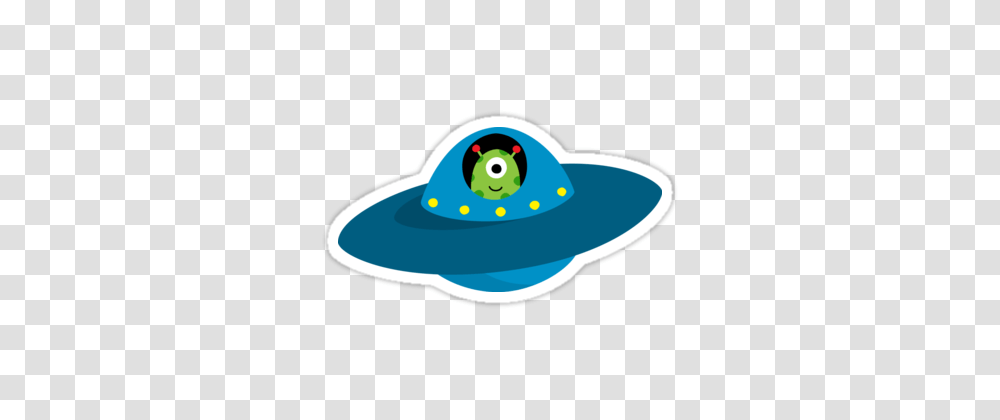 Cute Alien In Flying Saucer Type Spaceship Sticker Sticker, Apparel, Hat, Sombrero Transparent Png
