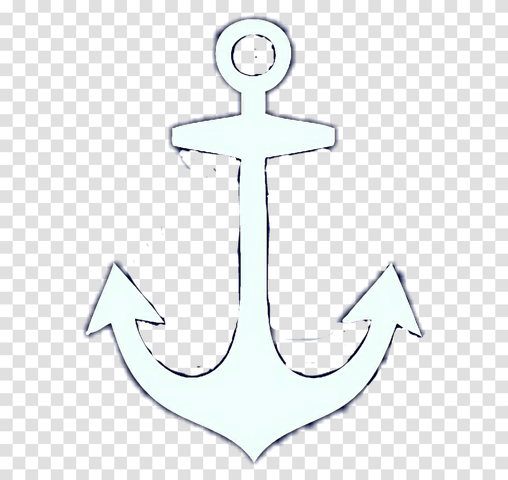 Cute Anchor Blue Background White Anchor, Cross Transparent Png