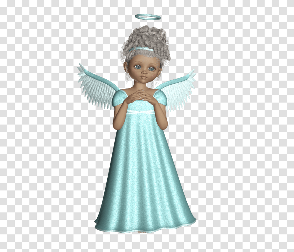 Cute Angel With Light Green Dress Gallery, Doll, Toy, Person Transparent Png