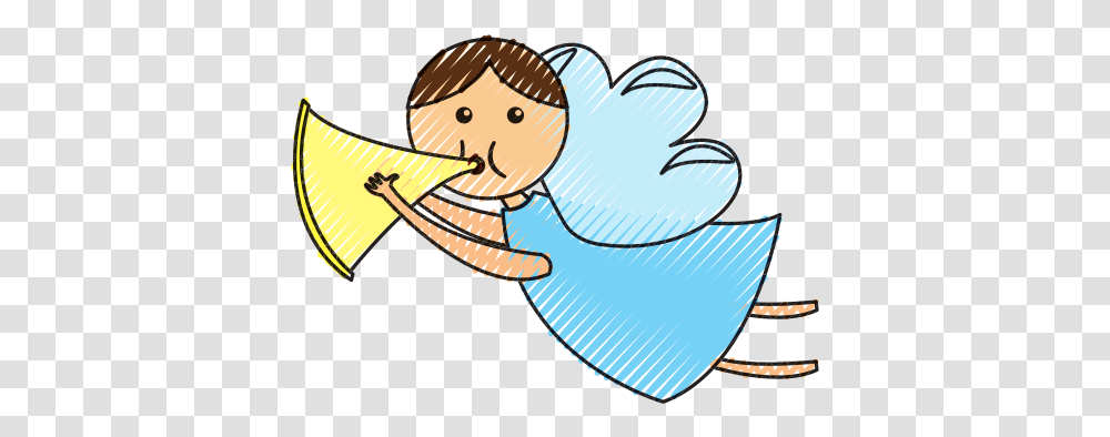 Cute Angel With Trumpet Manger Character, Apparel, Guitar, Leisure Activities Transparent Png