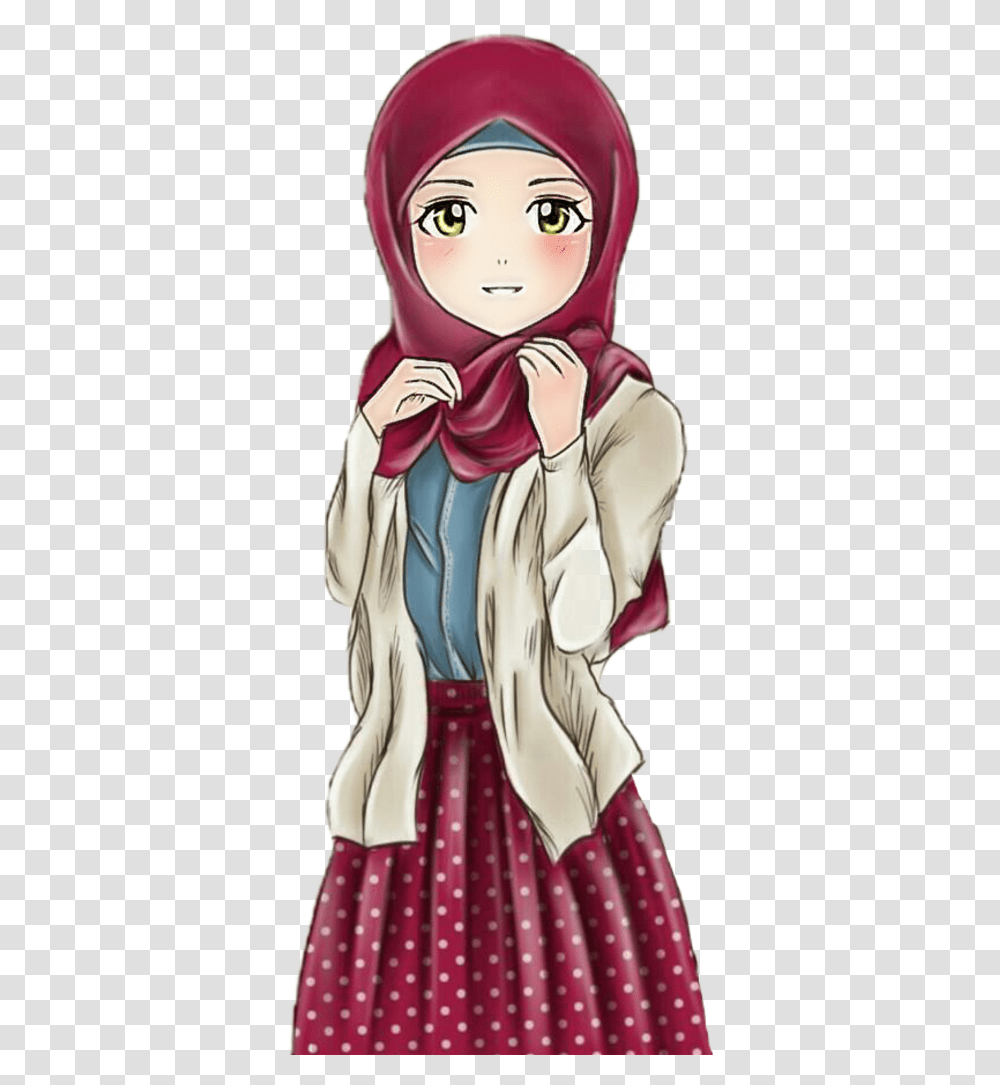 Cute Animated Hijab Girls Download Cute Animated Pictures Of Girls, Person, Fashion, Cloak Transparent Png