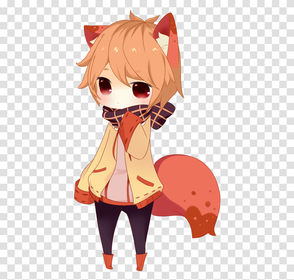 Cute Anime Boy Fox, Book, Apparel, Person Transparent Png