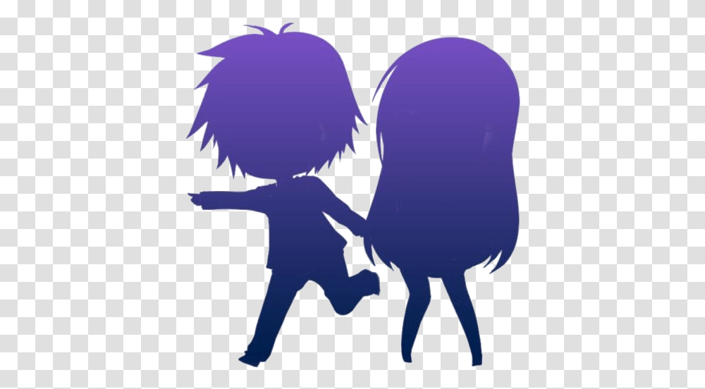 Cute Anime Chibi Couple With Background Anime Chibi Cute Boy And Girl, Silhouette, Animal, Mammal, Light Transparent Png