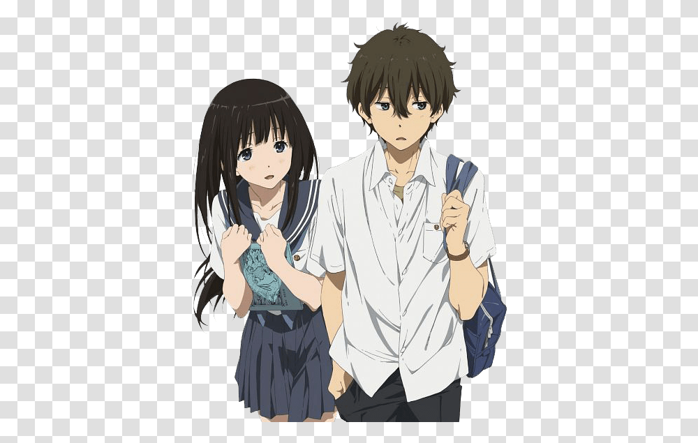 Cute Anime Couple Free Download All Hyouka Oreki, Comics, Book, Manga, Person Transparent Png