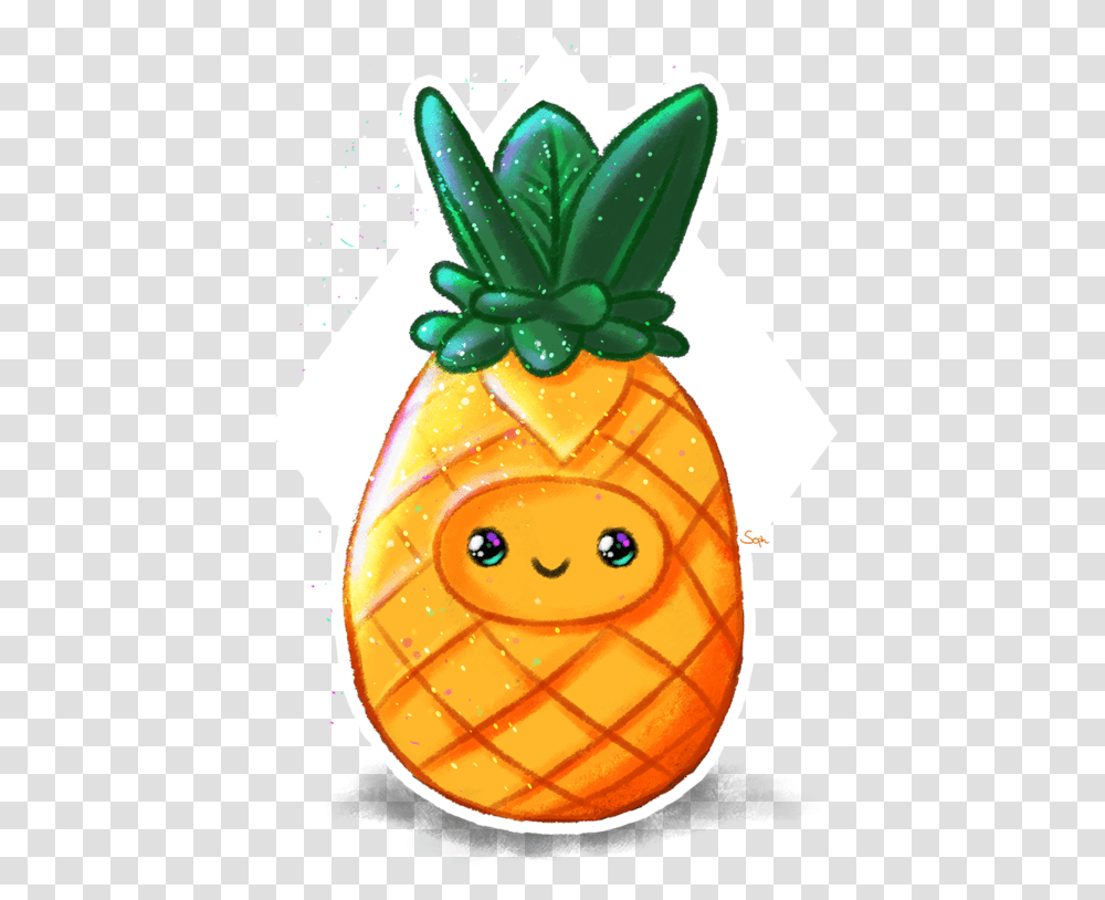 Cute Anime Cute Kawaii Pineapple, Food, Plant, Fruit, Sliced Transparent Png