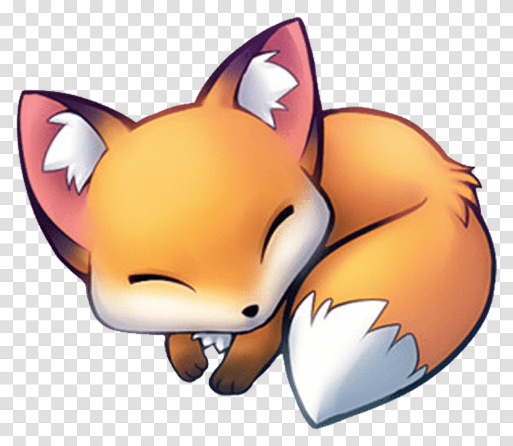 Cute Anime Fox Gif Clipart Cute Sleeping Fox Drawing, Helmet, Toy, Animal, Mammal Transparent Png