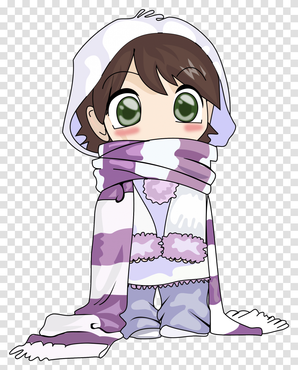 Cute Anime Girl Cold Hd Download Girl Clipart Anime, Clothing, Person, Graphics, Book Transparent Png