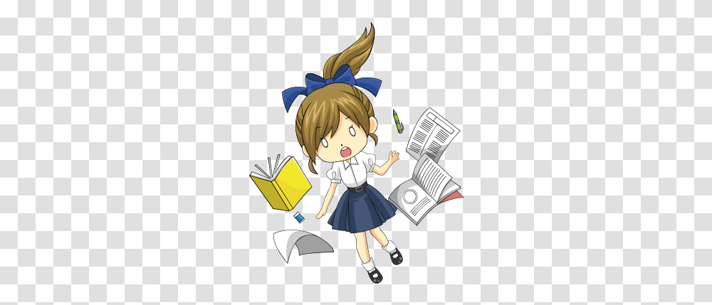 Cute Anime Girl Stickers By Edb Group Chibi Student, Person, Costume, Book, Female Transparent Png