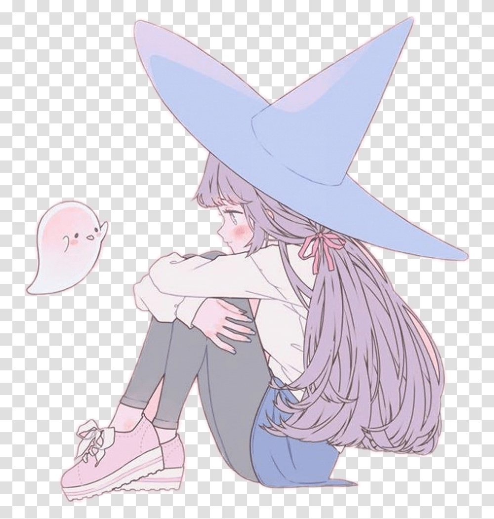 Cute Anime Girl Witch Hat Cute Anime Witch, Clothing, Apparel, Person, Human Transparent Png