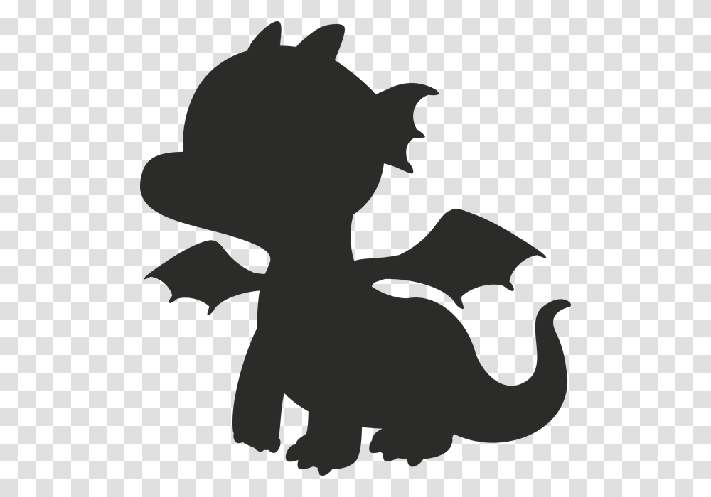 Cute Baby Dragon Silhouette, Stencil, Person, Human, Animal Transparent Png