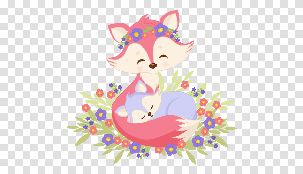 Cute Baby Fox Clipart, Floral Design, Pattern, Snowman Transparent Png