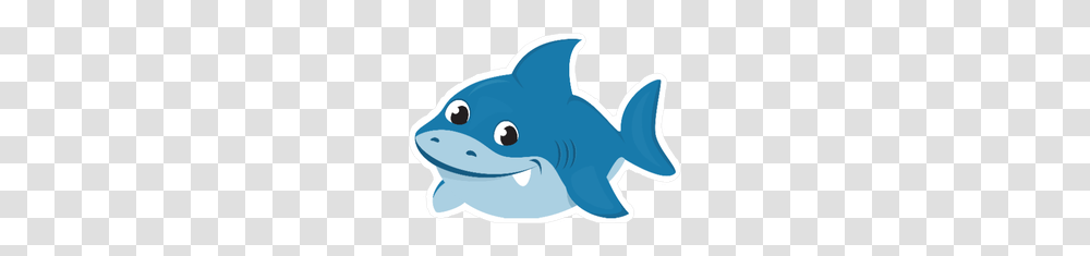 Cute Baby Shark Cartoon Sticker, Label, Animal, Mammal Transparent Png