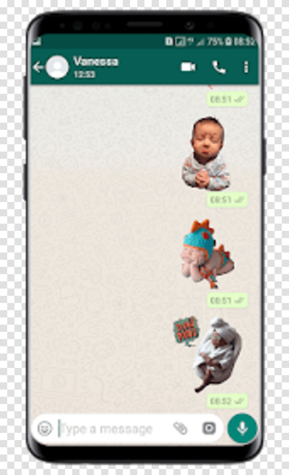 Cute Baby Stickers Wastickersapps Stiker Wa Rhoma Irama, Person, Mobile Phone, Electronics Transparent Png