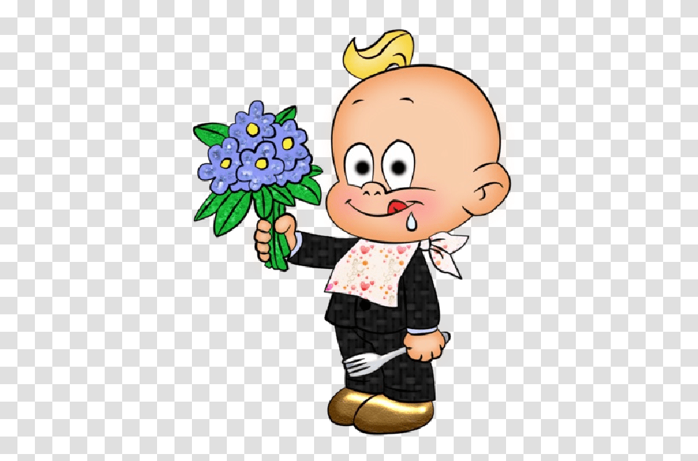 Cute Baby With Flowers Cartoon Clip Art Images Are, Toy, Face, Elf, Portrait Transparent Png