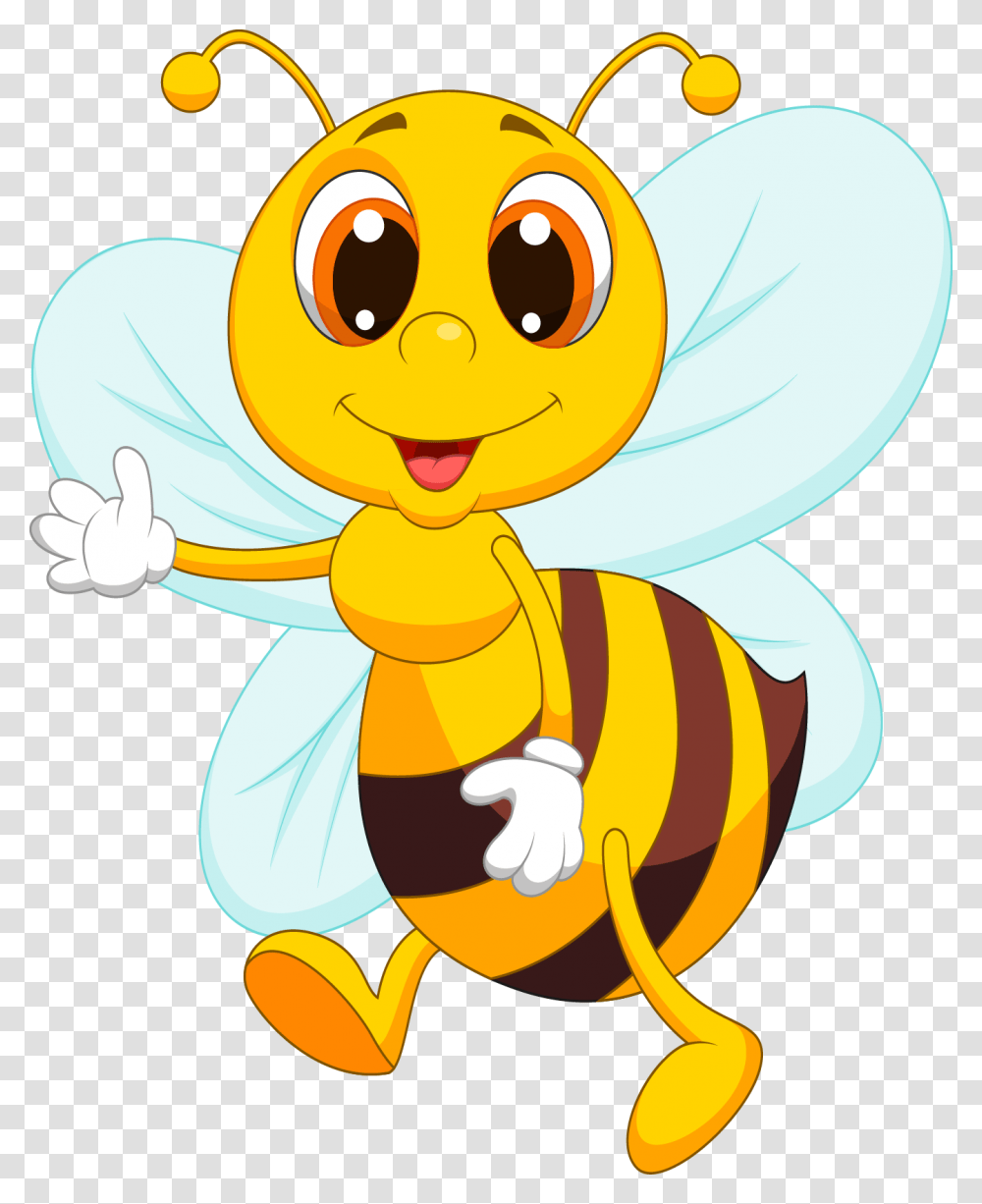 Cute Bee Cartoon, Animal, Invertebrate, Insect, Snow Transparent Png