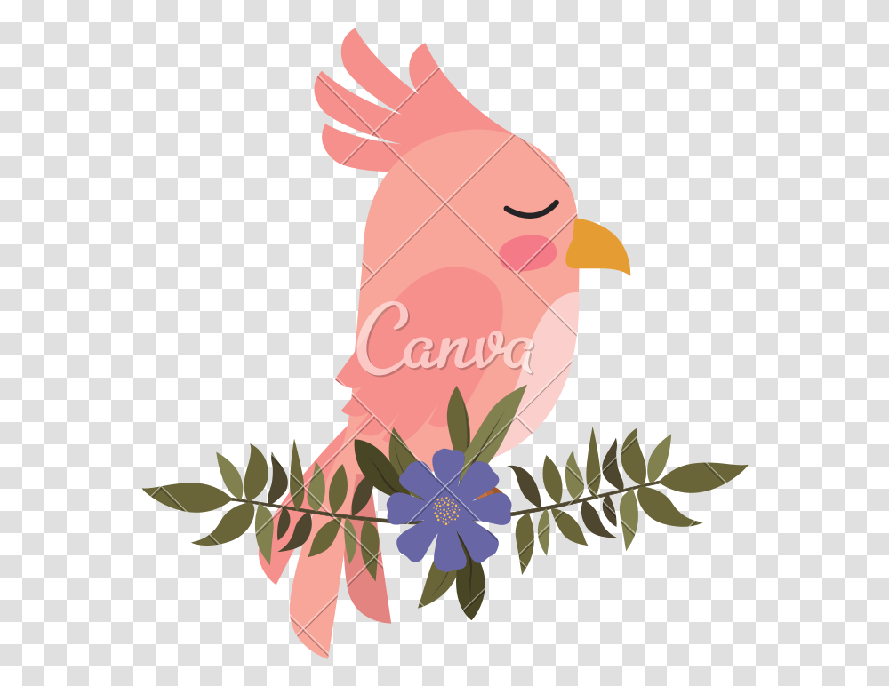 Cute Bird With Leafs And Flowers Crown 1584324 Floral, Animal, Beak, Poultry, Fowl Transparent Png