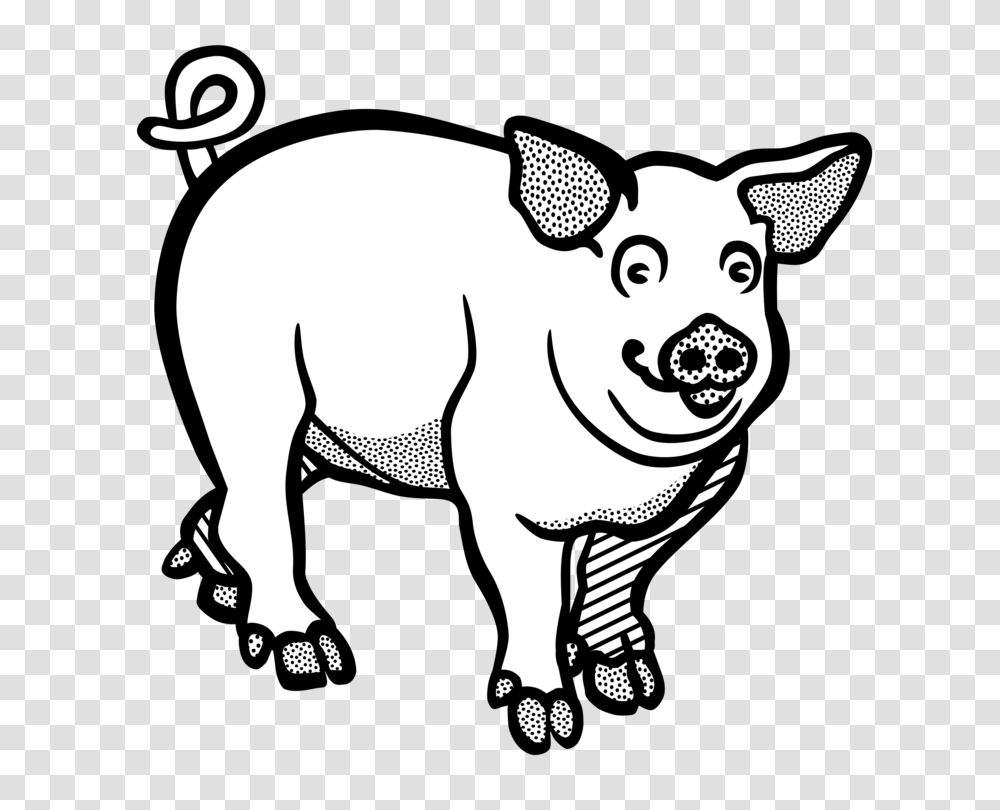 Cute Black And White Pig Clip Art Black Template, Mammal, Animal, Hog, Boar Transparent Png