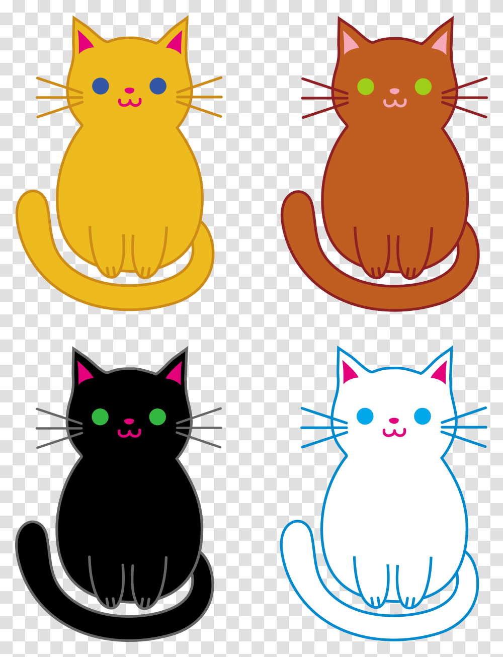 Cute Black Cat Cartoon, Pet, Mammal, Animal, Egyptian Cat Transparent Png