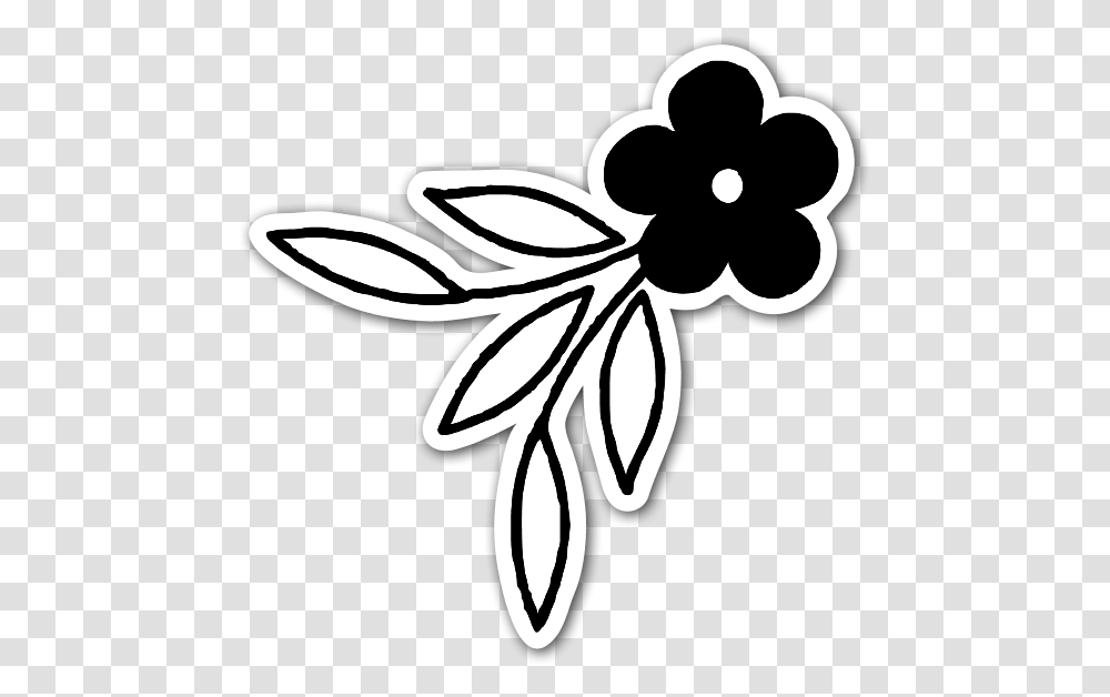 Cute Black Flower Sticker Flower Stickers Black And White, Floral Design, Pattern Transparent Png
