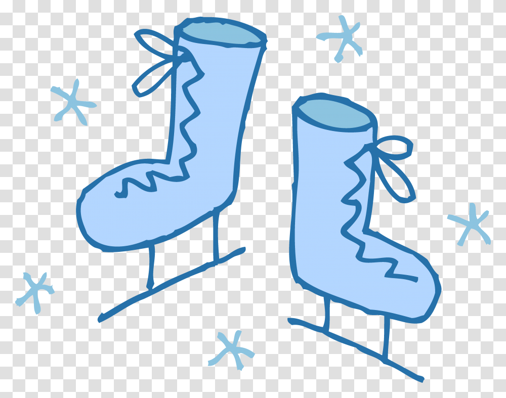 Cute Blue Ice Skates Clip Art Work Boots, Apparel, Footwear, Heel Transparent Png