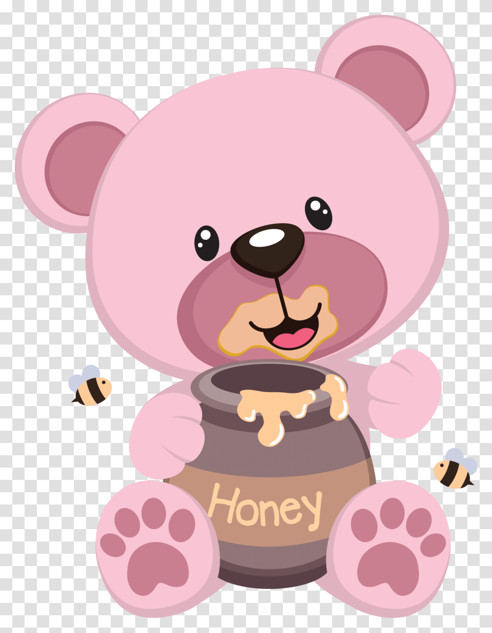 Cute Border Clipart Teddy Bear Pink Clipart, Food, Dessert, Pastry, Donut Transparent Png
