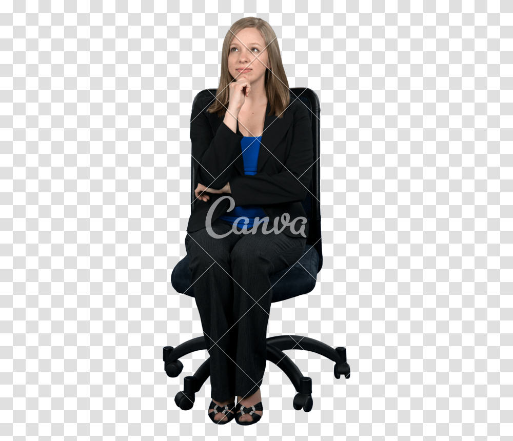 Cute Business Woman Sitting, Person, Face, Female Transparent Png