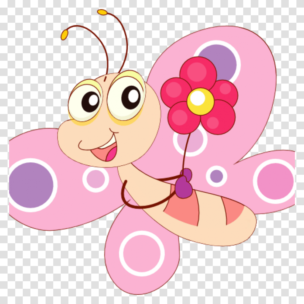 Cute Butterfly Clipart Cute Butterfly Clipart Letters Cute Cartoon Butterfly With Flower, Pattern, Tree, Plant Transparent Png