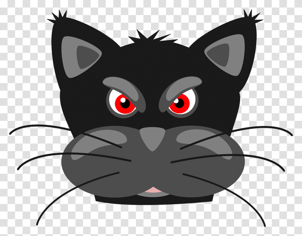 Cute Cartoon Cat Face, Pet, Animal, Mammal, Black Cat Transparent Png