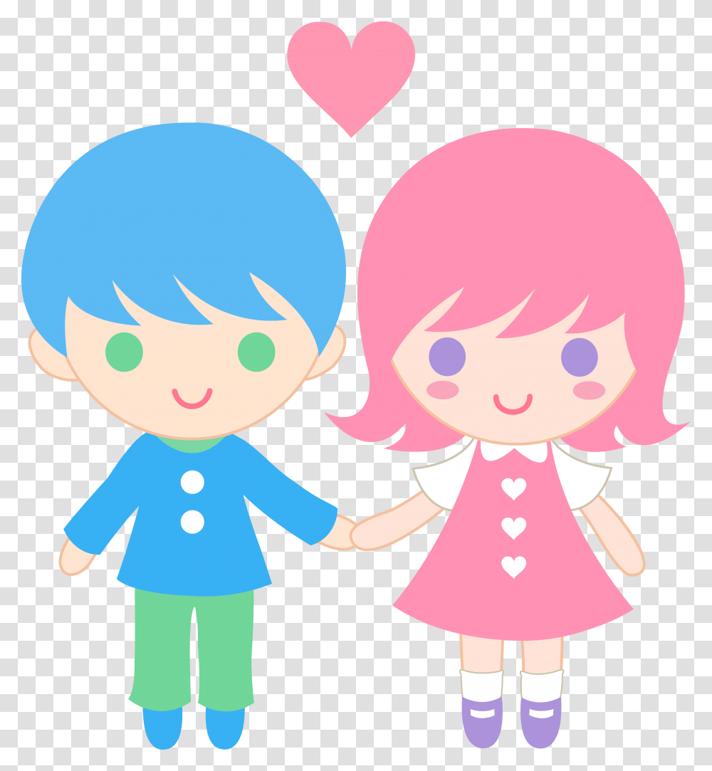 Cute Cartoon Couple, Person, Female, Hand, Girl Transparent Png
