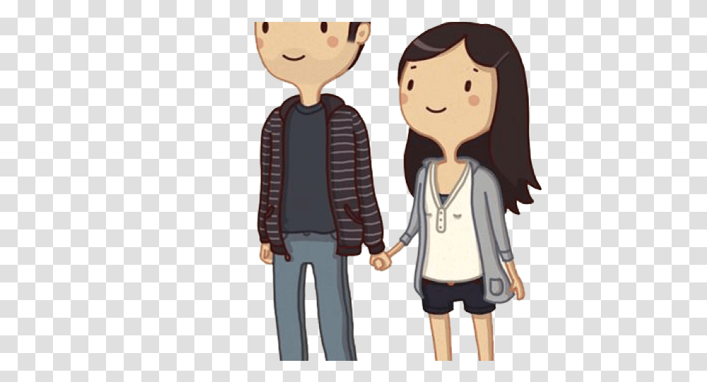 Cute Cartoon Couples In Love, Person, Human, Hand, Holding Hands Transparent Png