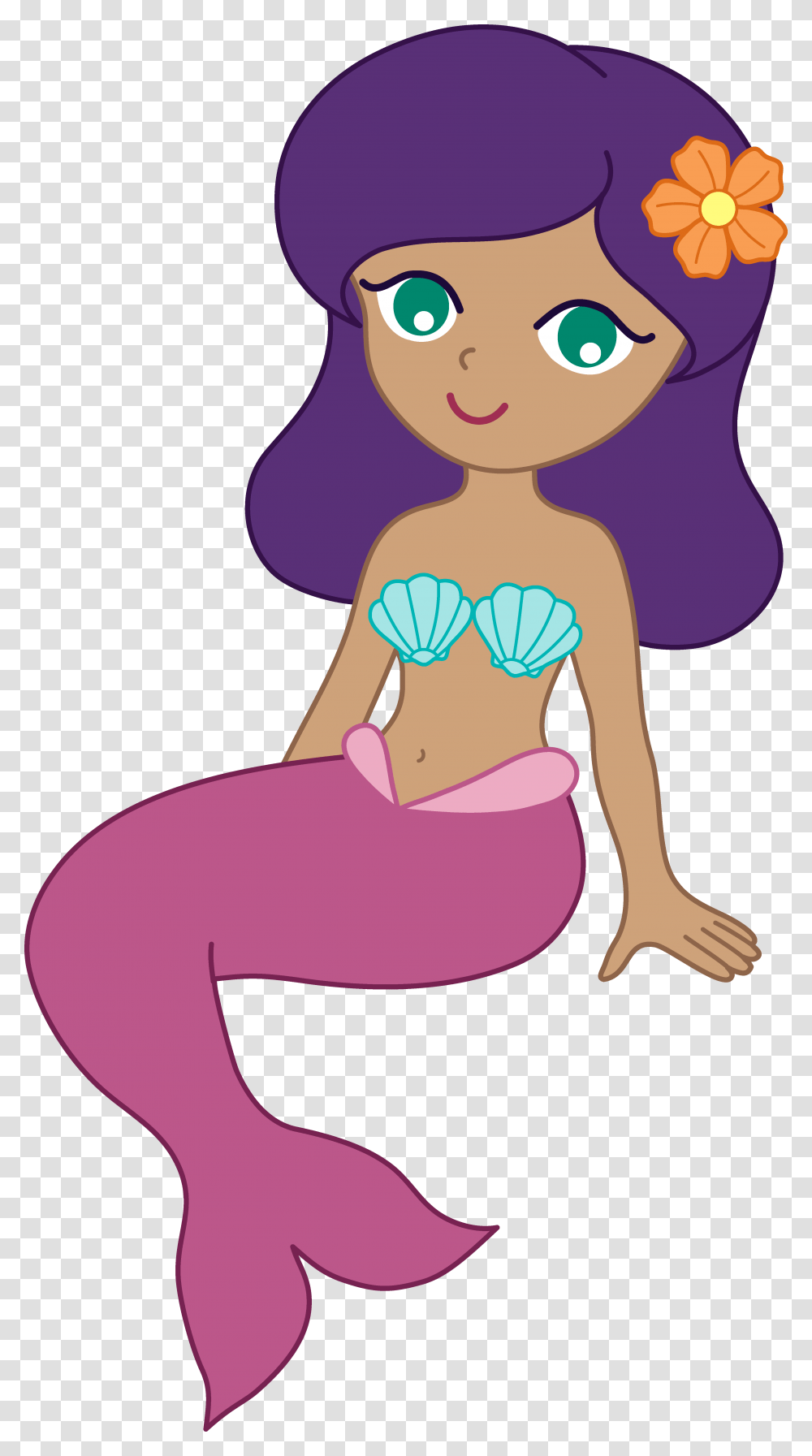 Cute Cartoon Mermaid Clipart Throughout Mermaid Clip Art, Person, Female, Doll Transparent Png
