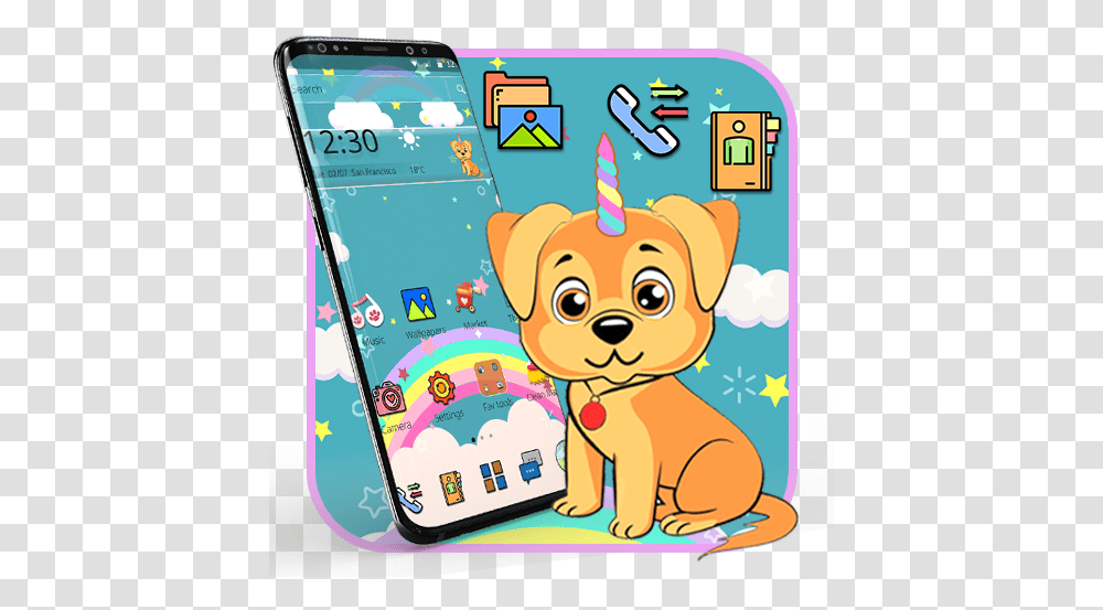 Cute Cartoon Unicorn Puppy Theme Apps En Google Play Smartphone, Electronics, Mobile Phone, Cell Phone Transparent Png