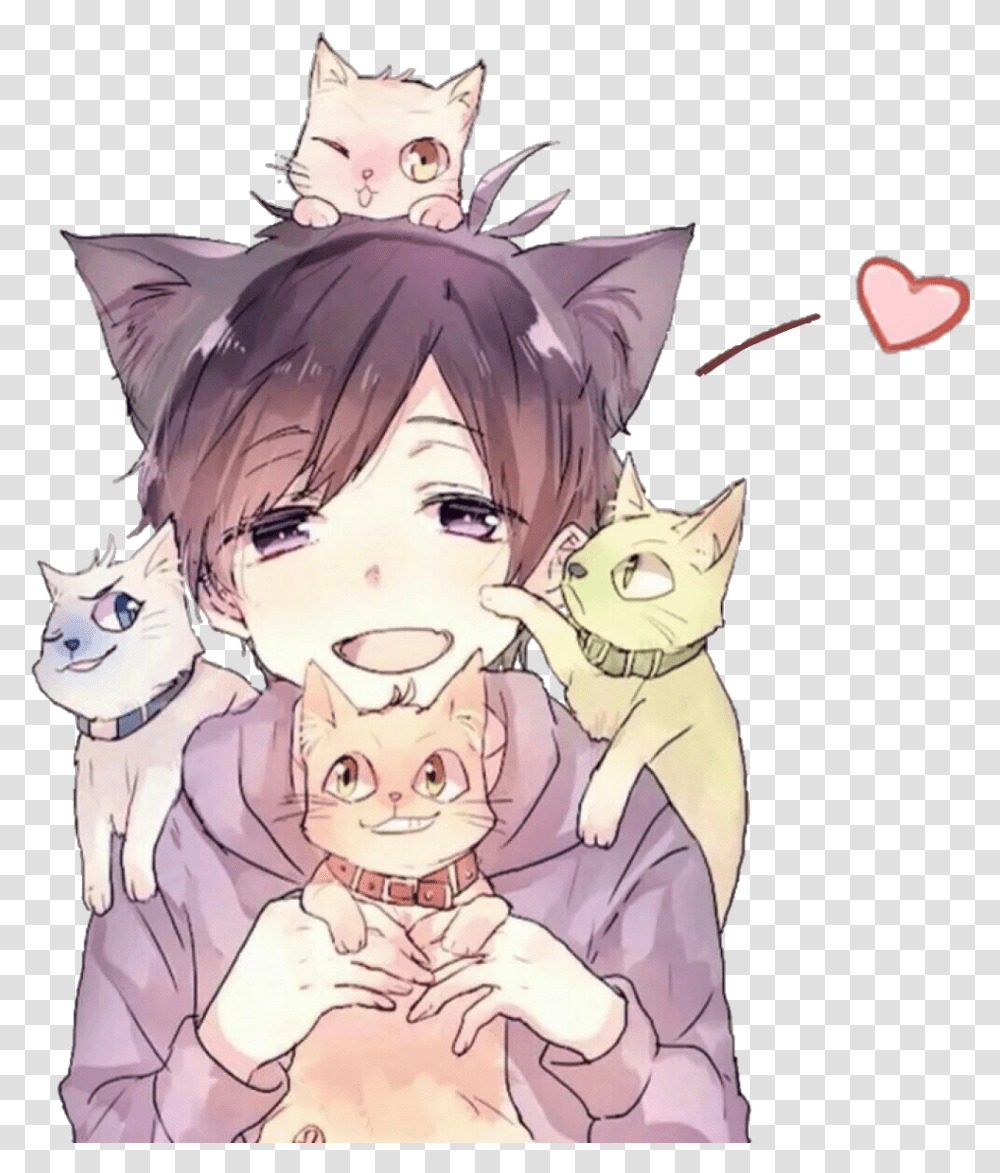 Cute Cat Boy Anime, Comics, Book, Manga, Person Transparent Png