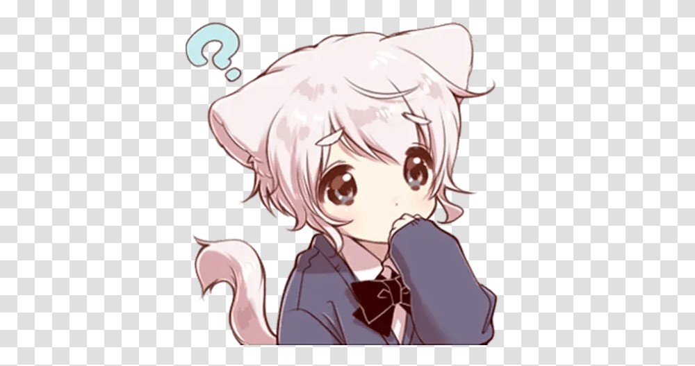 Cute Cat Ear Boy Whatsapp Stickers Stickers Cloud Cute Anime Boy Cat Ears, Manga, Comics, Book, Person Transparent Png