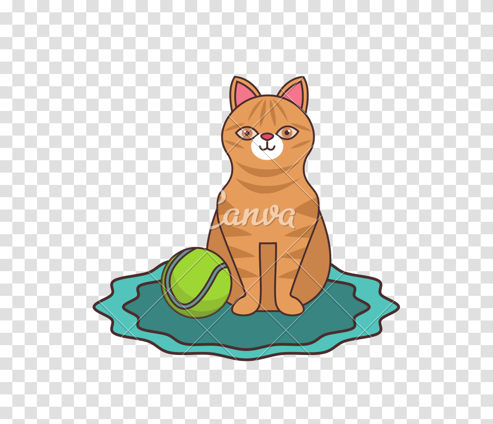 Cute Cat With Tennis Ball, Pet, Mammal, Animal, Abyssinian Transparent Png