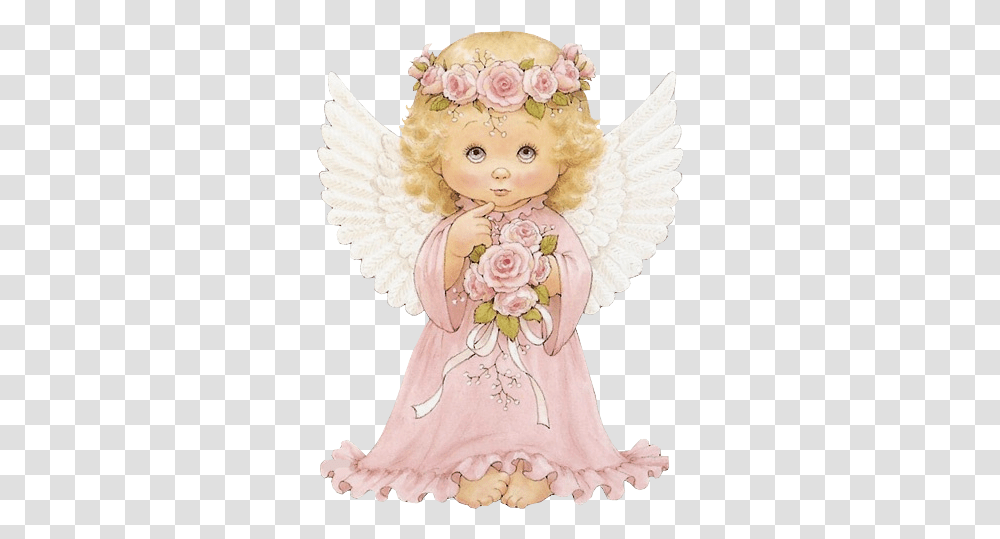 Cute Cherub With Roses Clipart Angel 367x478 Cute Girl Angel Clipart, Doll, Toy, Archangel, Wedding Cake Transparent Png