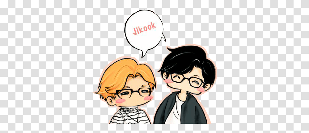 Cute Chibi Bts Jikook Jimin Jungkook Freetouse Bang Chibi, Person, Sunglasses, Comics, Book Transparent Png