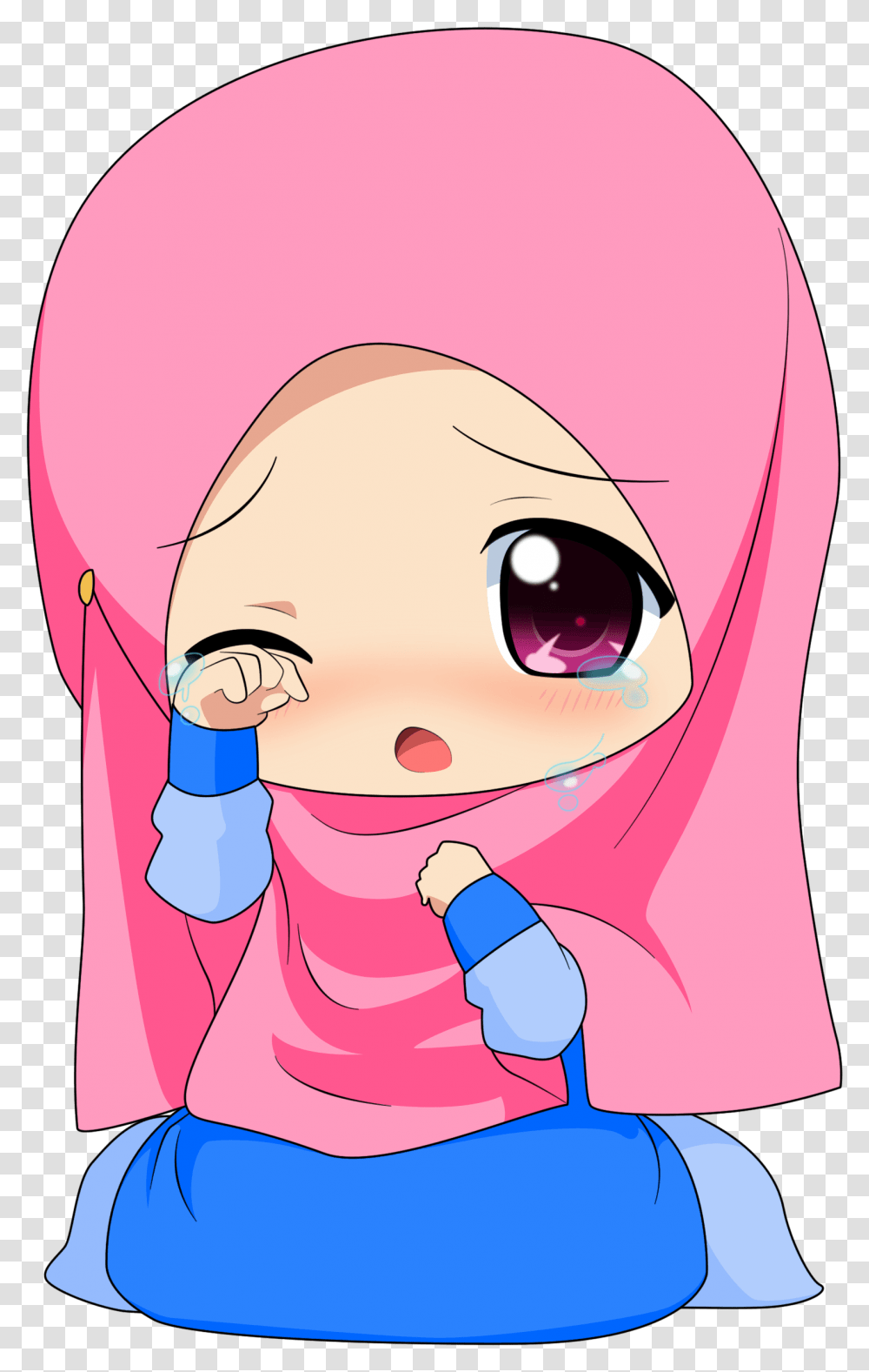 Cute Chibi Muslimah Cartoon, Medication, Head, Indoors Transparent Png