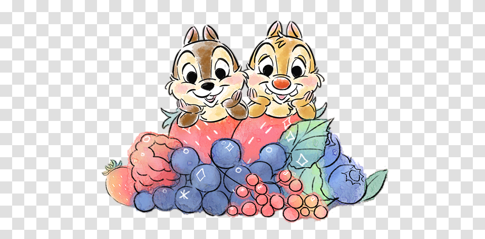 Cute Chipanddale Chip Dale Strawberry Blueberry Berry, Doodle, Drawing Transparent Png