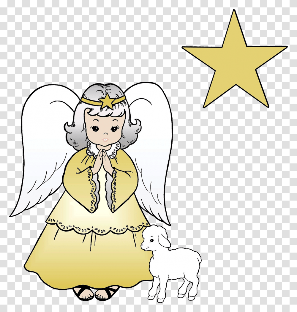 Cute Christmas Angel Coloring, Archangel, Star Symbol Transparent Png