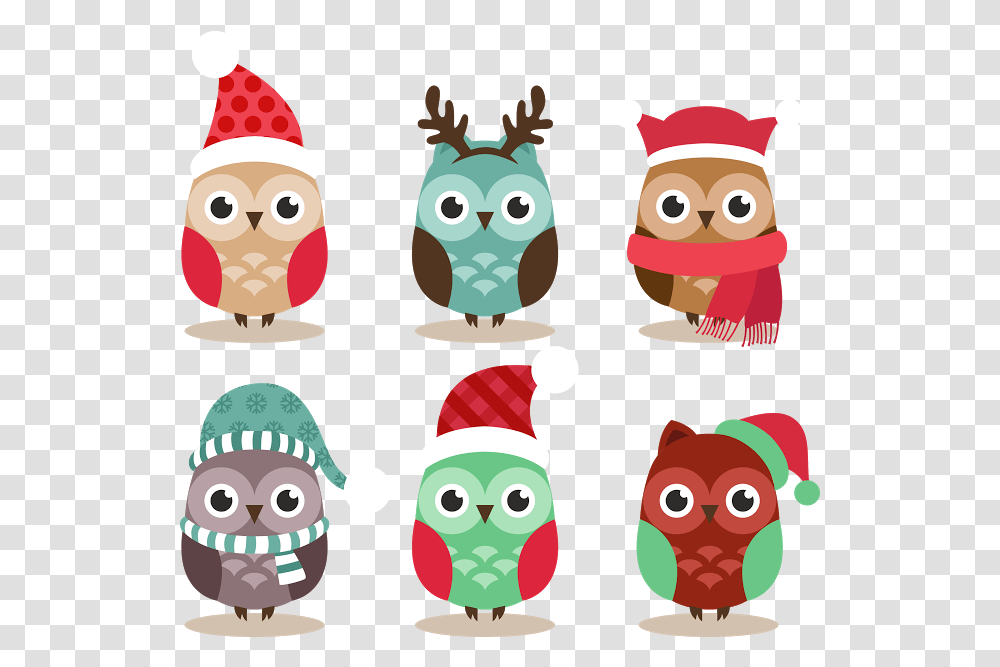 Cute Christmas Christmas Icons Christmas Owls Cute Free Christmas Clipart Animals, Clothing, Apparel, Party Hat, Elf Transparent Png