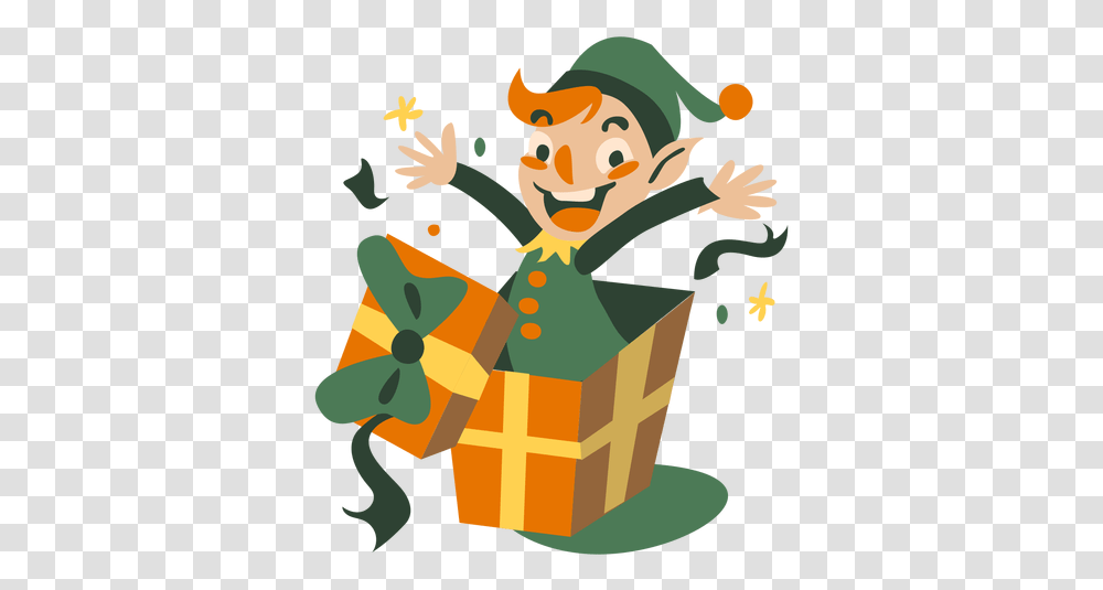 Cute Christmas Elf Jump Out Box & Svg Illustration, Performer, Graphics, Art, Plant Transparent Png