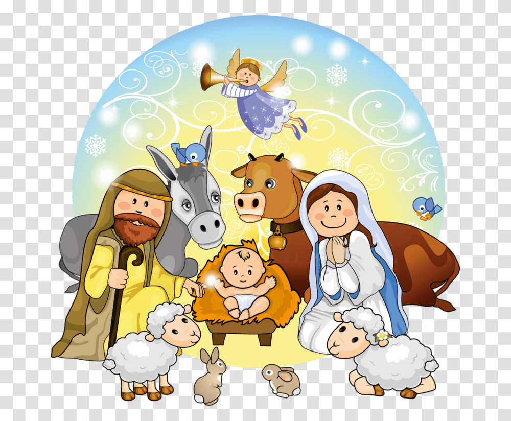 Cute Christmas Nativity Scene Clip Christmas Nativity Cartoon, Person, People, Jigsaw Puzzle Transparent Png