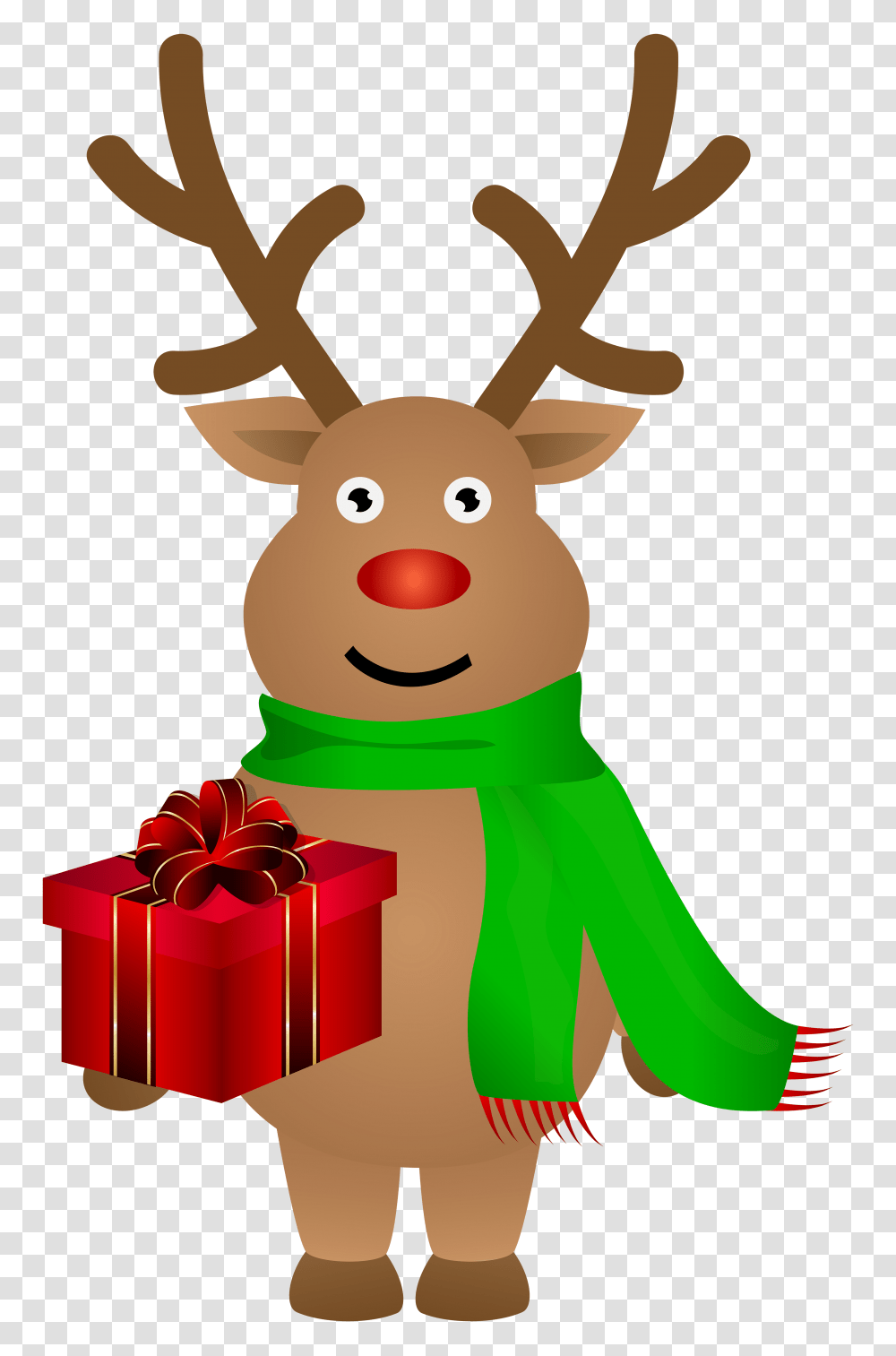 Cute Christmas Reindeer Clip Art, Gift, Pig, Mammal, Animal Transparent Png