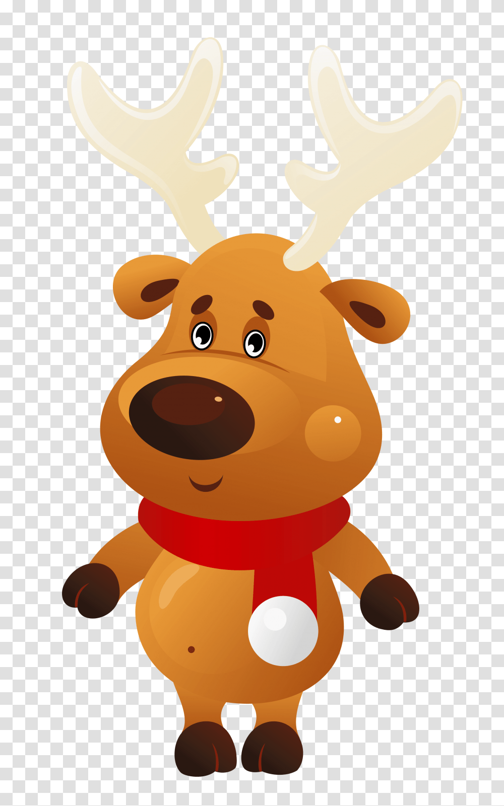 Cute Christmas Reindeer With Red Scarf Christmas Reindeer Clipart, Toy, Animal, Mammal, Pig Transparent Png