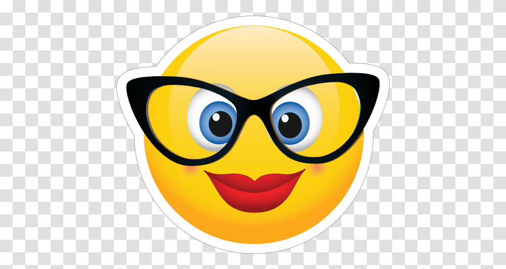 Cute Classy Glasses Female Emoji Sticker Nurse Smiley, Helmet, Clothing, Apparel, Angry Birds Transparent Png