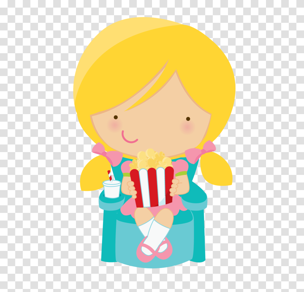 Cute Clipart Girl Eating Popcorn Minus, Food, Sweets, Confectionery, Snack Transparent Png