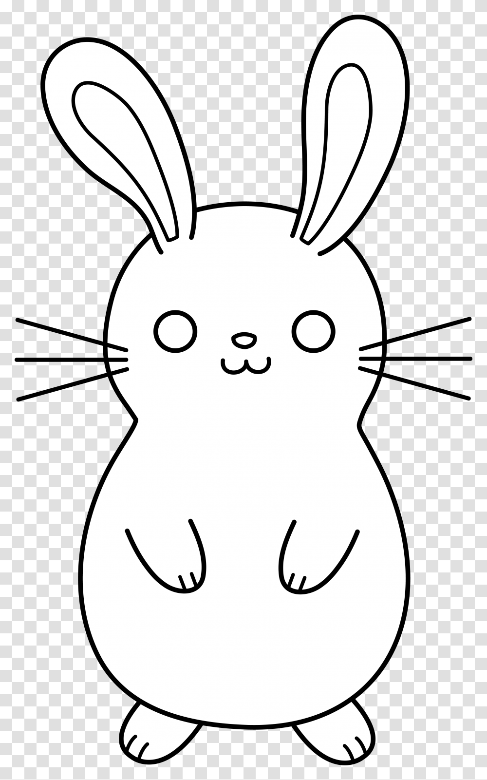 Cute Colorable Easter Bunny Free Clip Art Pictures Animal Black And White Bunny, Mammal, Rodent, Rabbit, Snowman Transparent Png