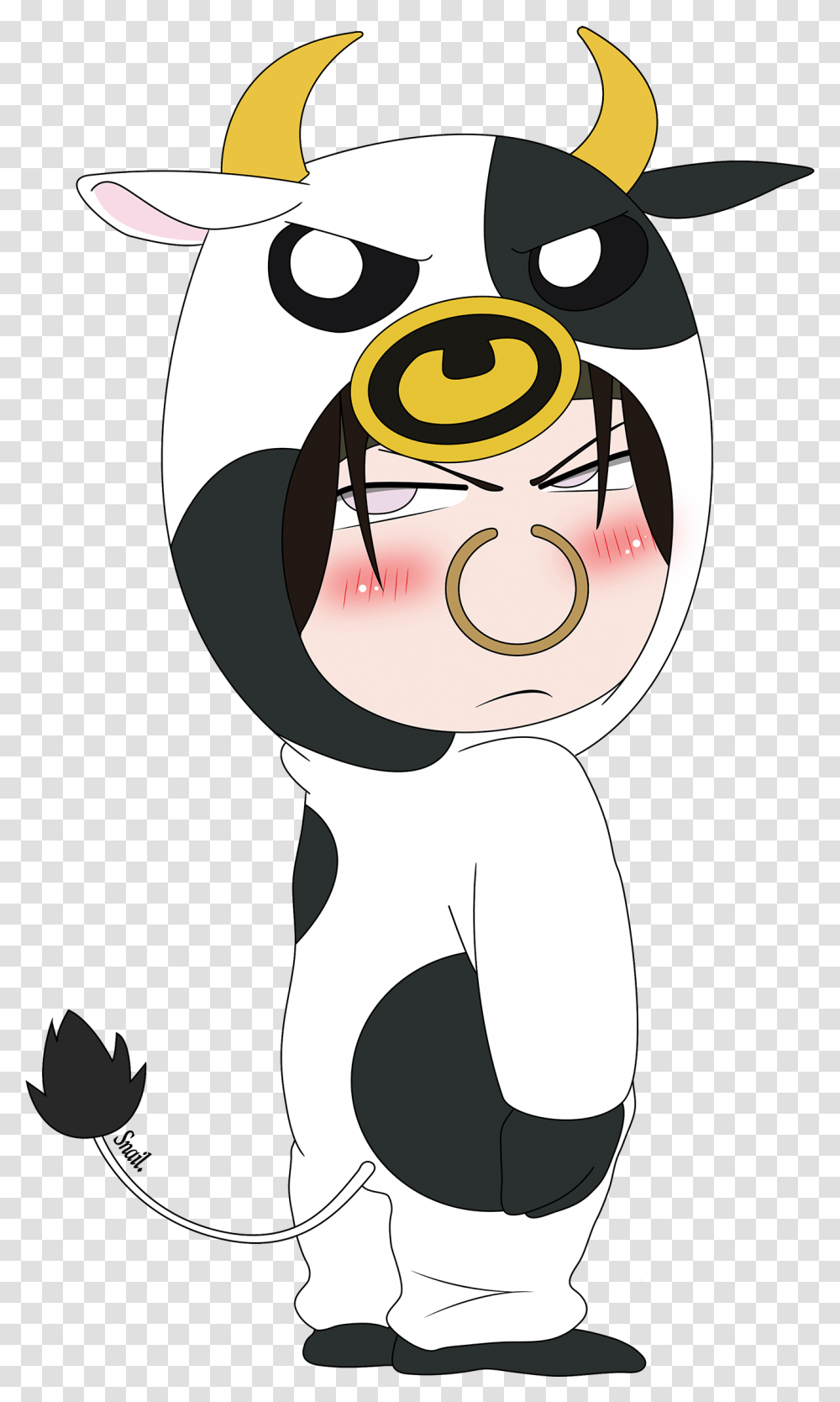 Cute Cow By Abaoabao Cartoon Cow Anime, Pillow, Face, Skin, Text Transparent Png